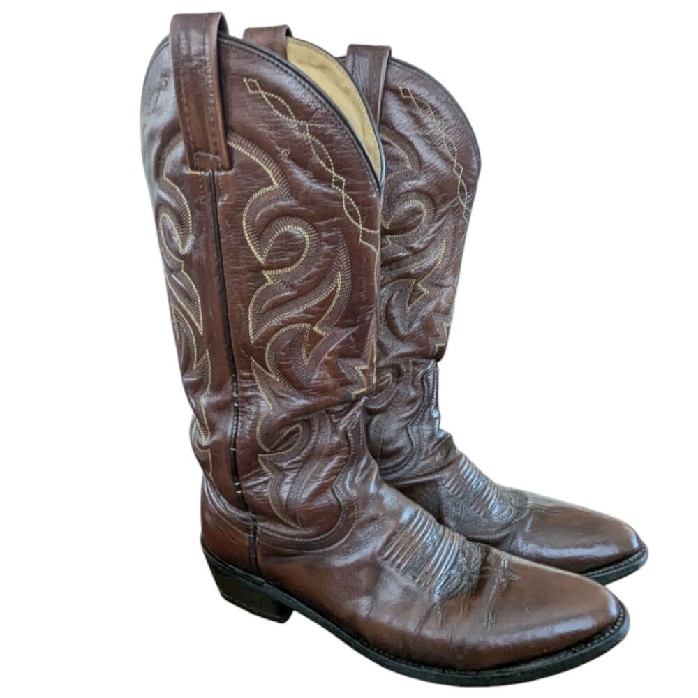 Vintage Dan Post Men's Brown Leather Western Boots - Size 8.5 D - Picture 5 of 16